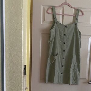 NWOT Floerns Chic Olive Button-Down Mini Dress, Size L